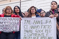 Migrant workers protest in Piazza Santi Apostoli in Rome to demand recognition of their rights