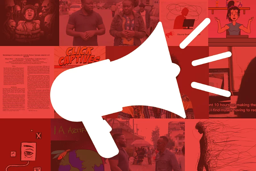 A white megaphone on red background