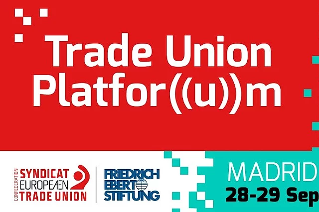banner of the Trade Union forum in Madrid, September 2023