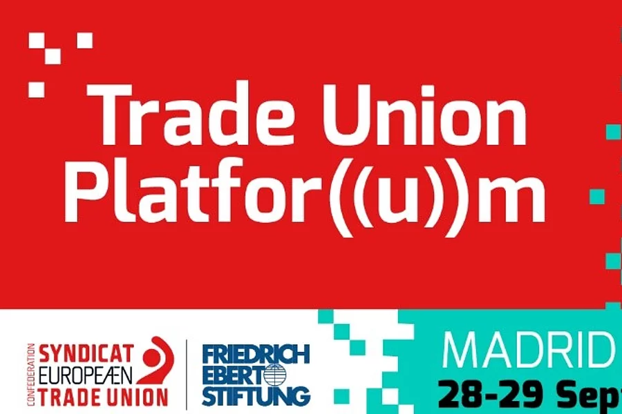 banner of the Trade Union forum in Madrid, September 2023