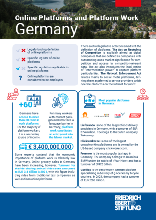 Online platforms and platform work: Germany